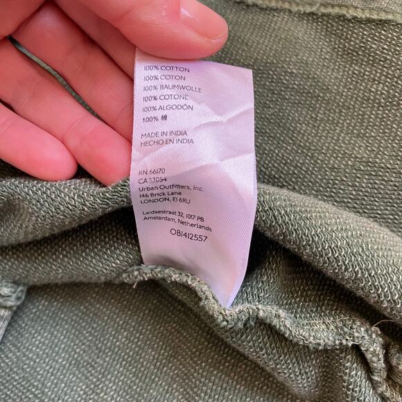 ANTHROPOLOGIE Pilcro Olive Green Terry Split Hem Tunic Top Distressed Cotton - Picture 15 of 16